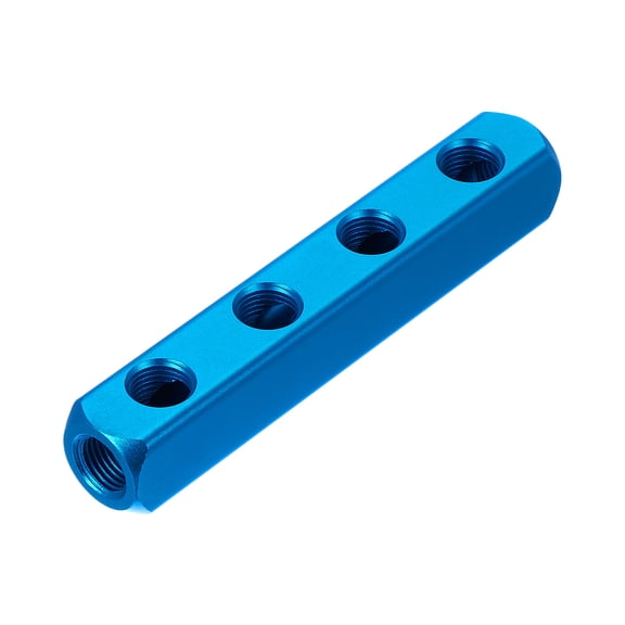 Uxcell Air Manifold, 4 Way 7 Port PT 1/4" Air Hose Inline Manifold Block Splitter, Blue