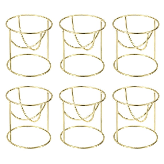 Uxcell Air Plant Stand Holder, 6 Pcs Round Metal Air Plant Pot Container for Home Bedroom Office Decor, Gold