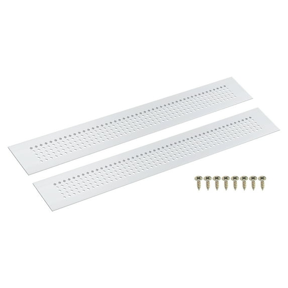 Uxcell Air Vents Cover, 2Pcs 350 x 50mm Aluminum Alloy Rectangle Air Return Vent Cover with Screw, Ventilation Grille Decorative Covers for Door Cupboard Wardrobe Shoes Cabinet (Silver)