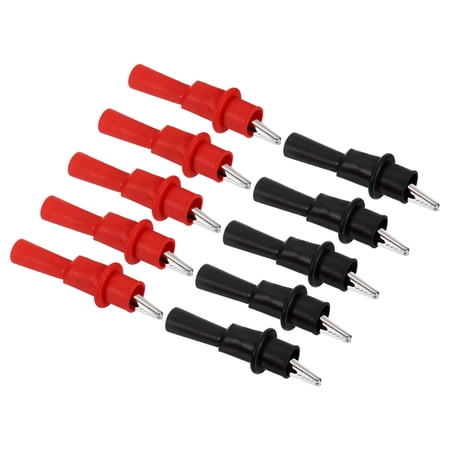 Uxcell Alligator Clips, 10 Pcs Copper Crocodile Clip Clamp with Soft Jacket for Multimeter, Black Red