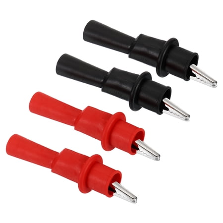 Uxcell Alligator Clips, 4 Pcs Copper Crocodile Clip Clamp with Soft Jacket for Multimeter, Black Red