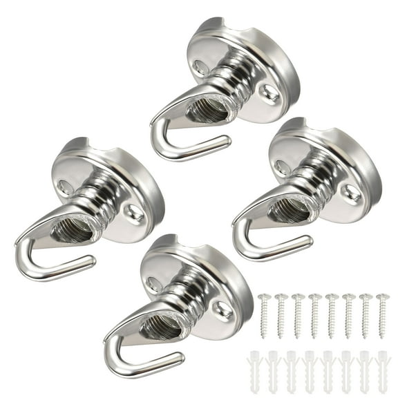 Uxcell Alloy Ceiling Hook 32mmx39mm Round Base Screws Mount Open Hooks 4Pcs
