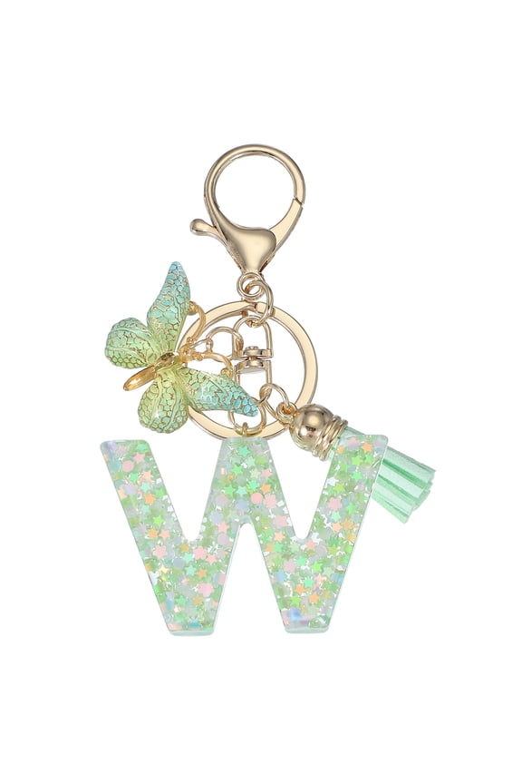Alphabet Initial Keychain, Resin Cute Keychains with Tassel Butterfly Letter Pendant Charm W