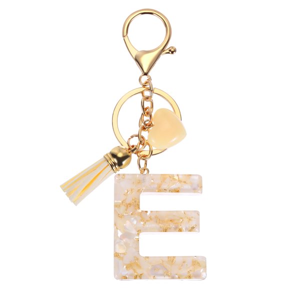 Uxcell Alphabet Initial Letter Keychain Resin Cute Keychains with Tassel Heart Letter E Pendant Charm