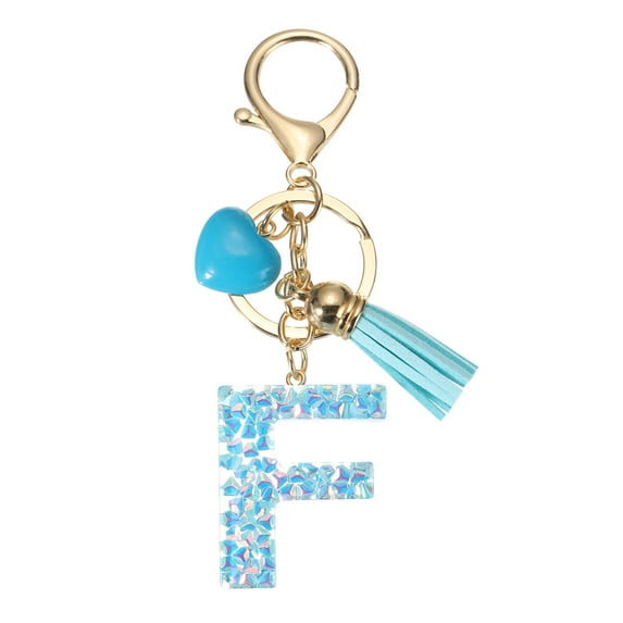 Uxcell Alphabet Initial Letter Keychain, Resin Cute Keychains with Tassel Letter Pendant Charm F