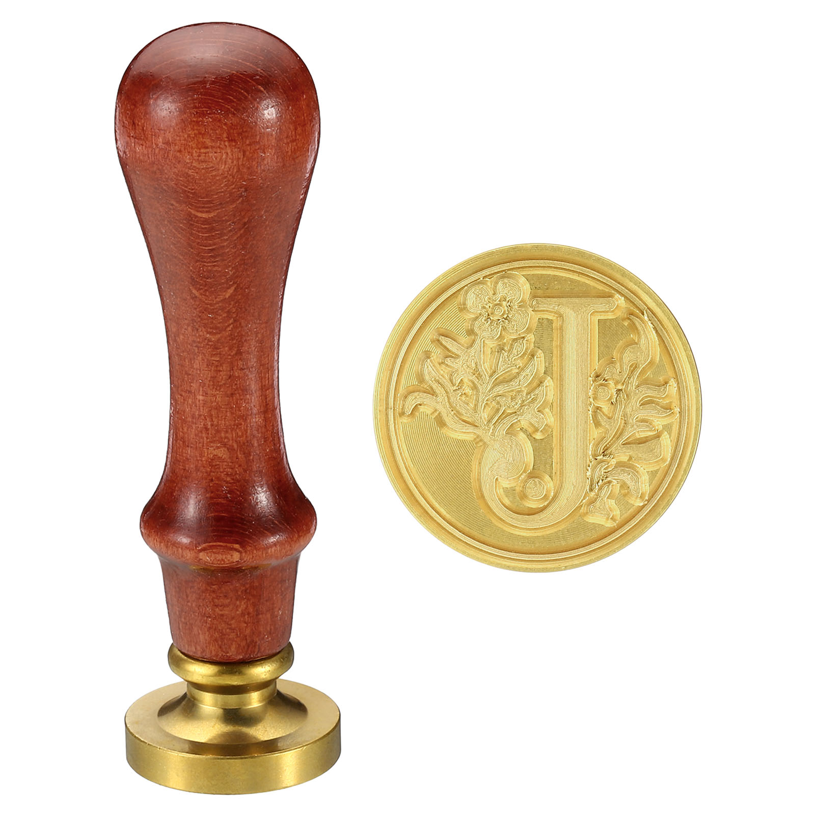 Uxcell Alphabet G Wax Seal Stamp Initial Letter Sealing Wax Stamp Retro Removable Brass Head Wooden Handle, Style 2