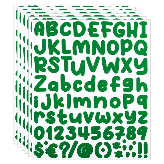 Uxcell Alphabet Letters Numbers Stickers, 6 Sheets Self Adhesive Decal, Dark Green