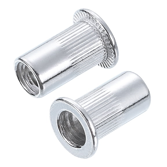 Uxcell Aluminium Alloy Knurled Flat Head Threaded Insert Nut #10-24 30 Pcs