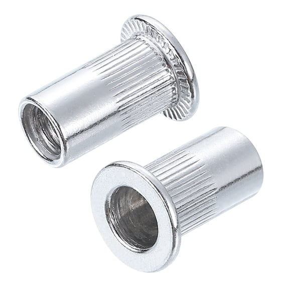 Uxcell Aluminium Alloy Knurled Flat Head Threaded Insert Nut #10-32 30 Pcs