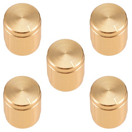 Uxcell Aluminium Alloy Potentiometer Rotary Knob Knurled Shaft Hole Gold Tone 5Pcs