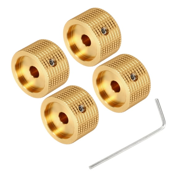 Uxcell Aluminium Potentiometer Knob, Universal Top Hat Knob Volume Tone Control Knob with Set Screw for Guitar Bass Gold