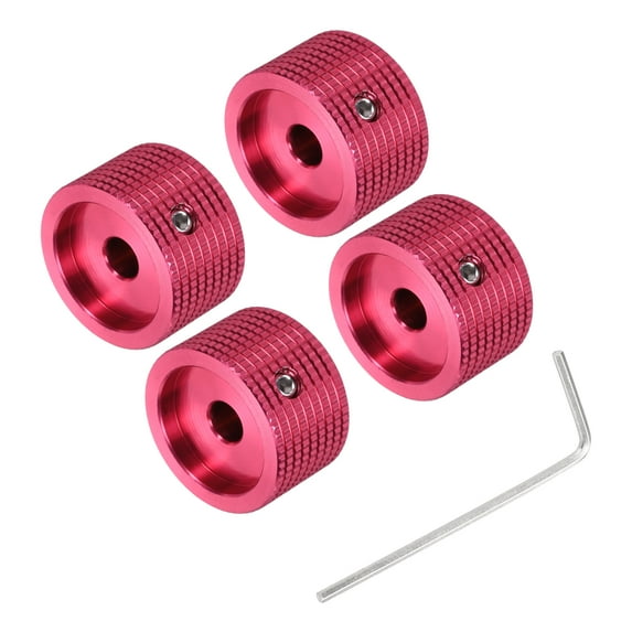 Uxcell Aluminium Potentiometer Knob, Universal Top Hat Knob Volume Tone Control Knob with Set Screw for Guitar Bass Red