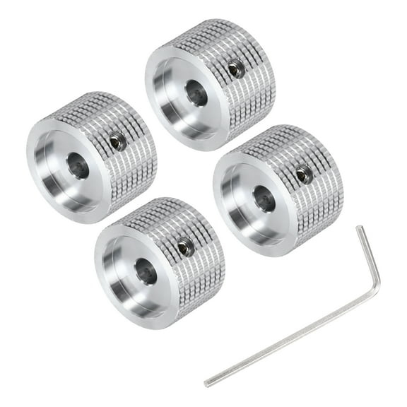 Uxcell Aluminium Potentiometer Knob, Universal Top Hat Knob Volume Tone Control Knob with Set Screw for Guitar Bass Silver