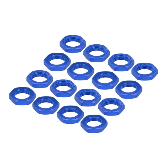 Uxcell Aluminum 17mm Thread 1.0mm Hex Wheel Nuts for 1/8 RC Model Car Trucks Off Car Upgraded Parts 16PCS(Dark Blue)