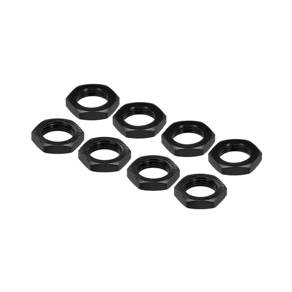 Uxcell Aluminum 17mm Thread 1.0mm Hex Wheel Nuts for 1/8 RC Model Car Trucks Off Car Upgraded Parts Pack of 8(Black)