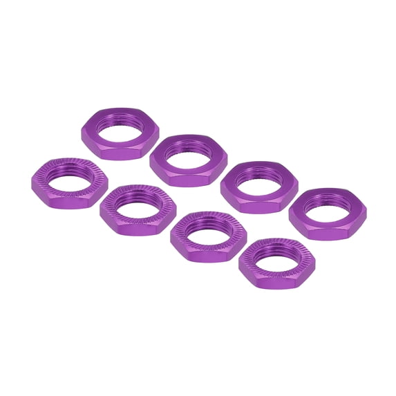 Uxcell Aluminum 17mm Thread 1.0mm Hex Wheel Nuts for 1/8 RC Model Car Trucks Off Car Upgraded Parts Pack of 8(Purple)