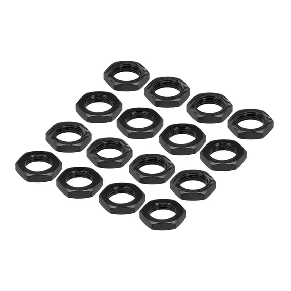 Uxcell Aluminum 17mm Thread 1.0mm Hex Wheel Nuts for 1/8 RC Model Car Trucks Off Road Car Upgraded Parts 16PCS(Black)