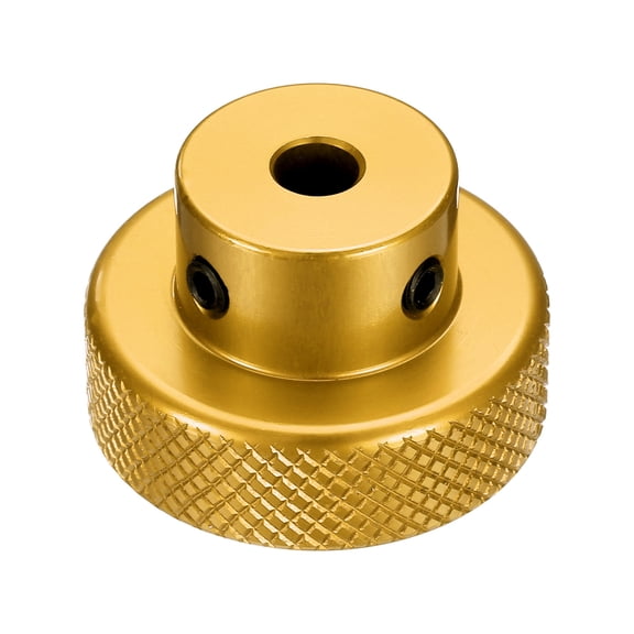 Uxcell Aluminum Alloy Handwheel 30mm OD 5mm Bore Machine Tool Hand Wheel for Milling Machine Lathe, Gold Tone
