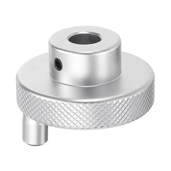 Uxcell Aluminum Alloy Handwheel 50mm OD 12mm Bore Machine Tool Hand Wheel with Rotate Handle for Lathe, Silver Tone