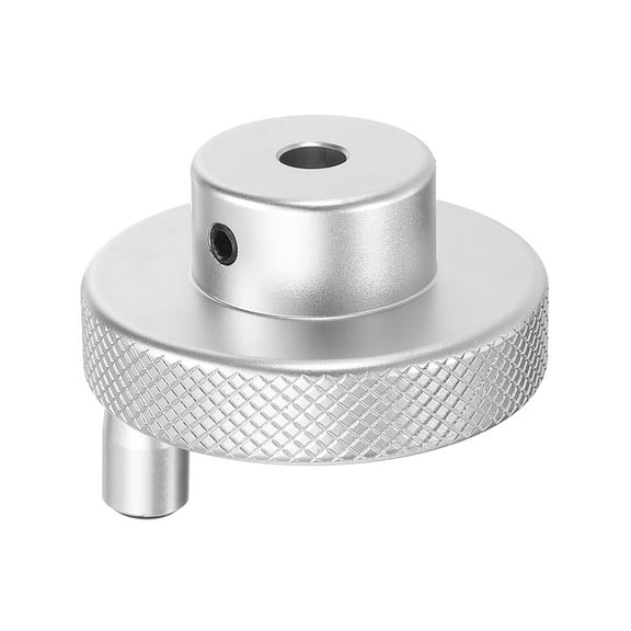 Uxcell Aluminum Alloy Handwheel 50mm OD 6mm Bore Machine Tool Hand Wheel with Rotate Handle for Lathe, Silver Tone