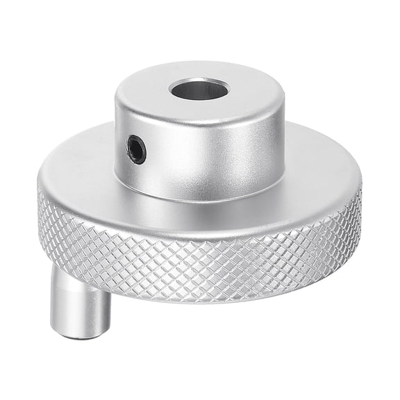 Uxcell Aluminum Alloy Handwheel 50mm OD 8mm Bore Machine Tool Hand Wheel with Rotate Handle for Lathe, Silver Tone
