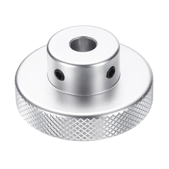 Uxcell Aluminum Alloy Handwheel 50mm OD 9mm Bore Machine Tool Hand Wheel for Milling Machine Lathe, Silver Tone