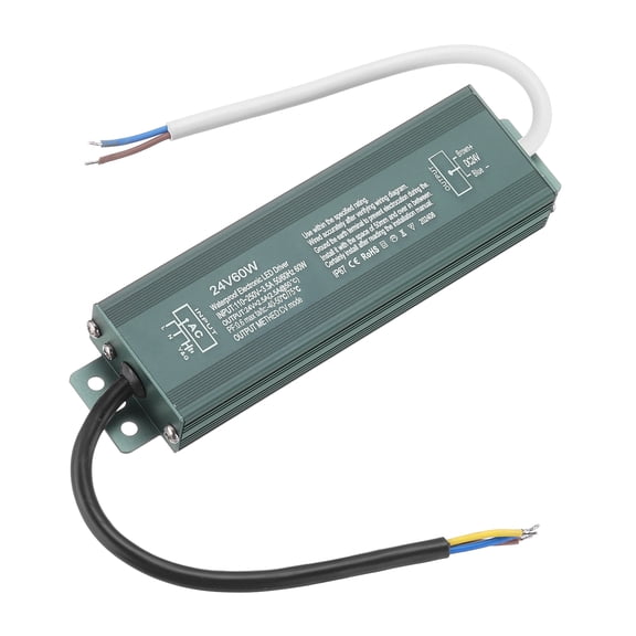 Uxcell Aluminum Alloy LED Driver Waterproof Power Supply Transformer Adapter 230 x 65mm Army Green 24V 60W