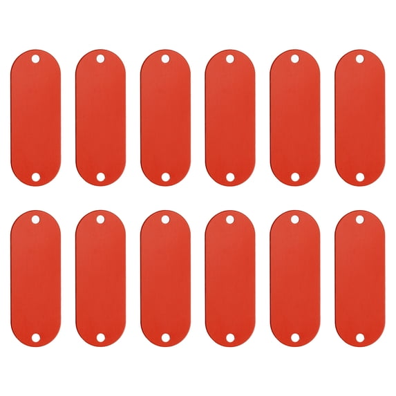 Uxcell Aluminum Blank Tags with 2 holes Metal Stamping Blanks Pet ID Label with Key Rings Red 20Pcs