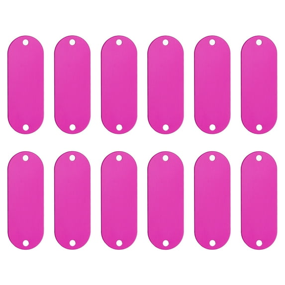 Uxcell Aluminum Blank Tags with 2 holes Metal Stamping Blanks Pet ID Label with Key Rings Rose Red 12Pcs