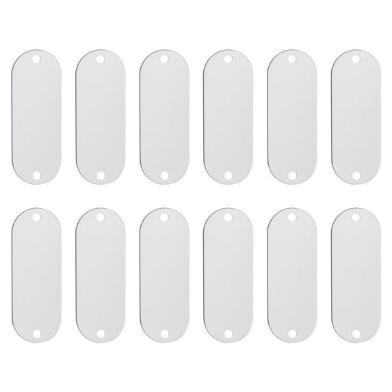 Uxcell Aluminum Blank Tags with 2 holes Metal Stamping Blanks Pet ID Label with Key Rings Silver 12Pcs