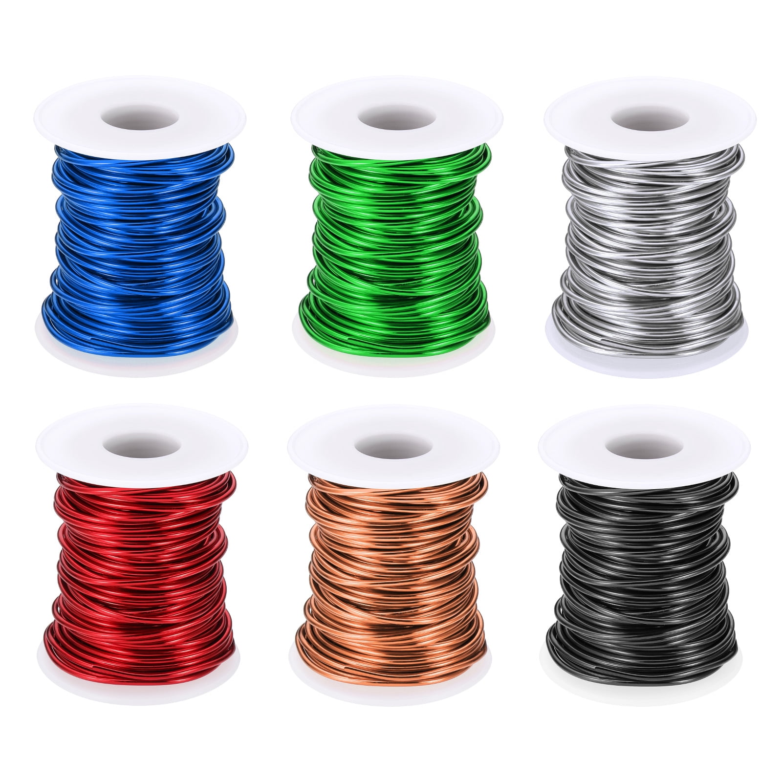 Uxcell Aluminum Craft Wire, Metal Wire Armature Bendable Wire for Jewelry Making Wrap DIY Black/Silver/Rose Gold/Red/Sapphire Blue/Green 12 Gauge