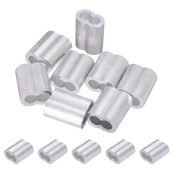 Uxcell Aluminum Crimping Loop Sleeves, Cable Crimp Ferrules Wire Rope Sleeves Loop 10mm