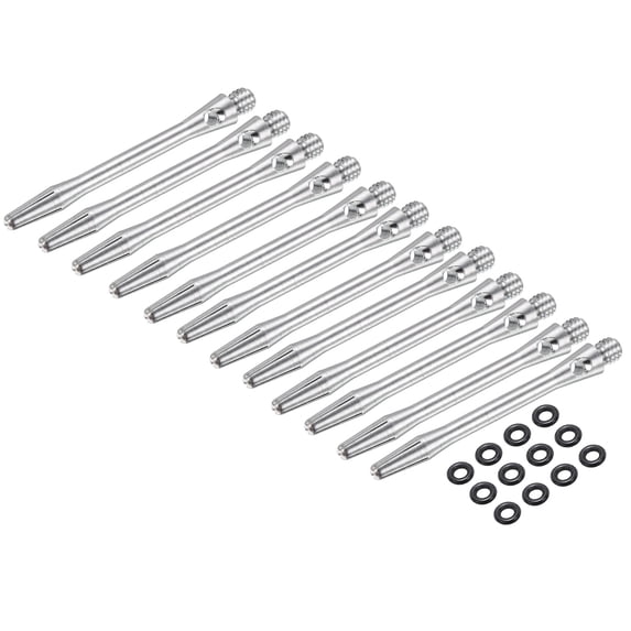 Uxcell Aluminum Dart Shafts, 2BA Dart Stems Replacement Accessories with Rubber Rings for Steel Tip Silver 45mm