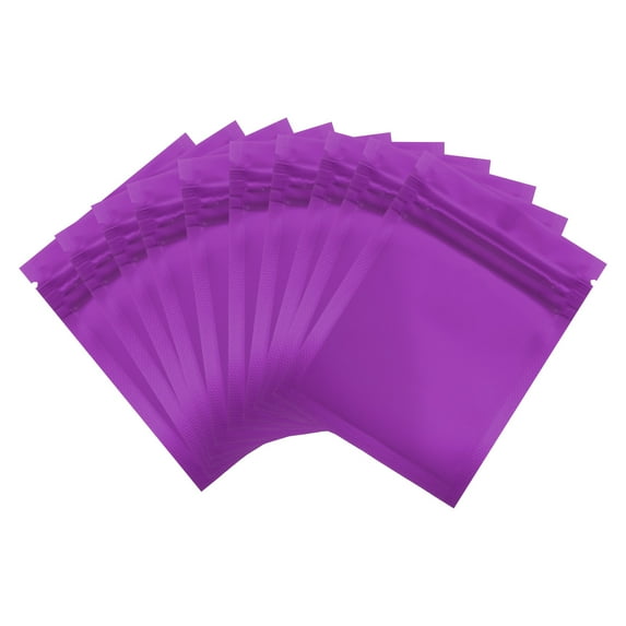 Uxcell Resealable Packaging Bags for Small Business, Matte Smell Proof Bags Aluminum Sealable Foil Flat Zipper Lock Pouch Purple