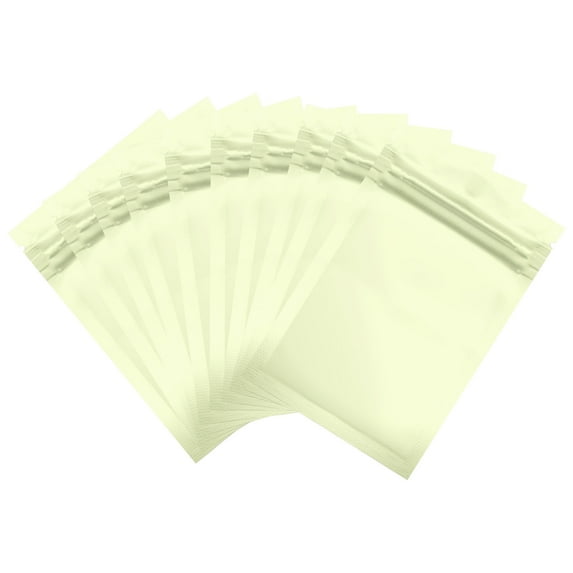 Uxcell Resealable Packaging Bag for Small Business, Matte Smell Proof Bags Aluminum Sealable Foil Flat Zipper Lock Pouches Light Yellow