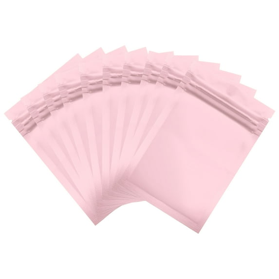 Uxcell Resealable Packaging Bag for Small Business, Matte Smell Proof Bags Aluminum Sealable Foil Flat Zipper Lock Pouches Pink