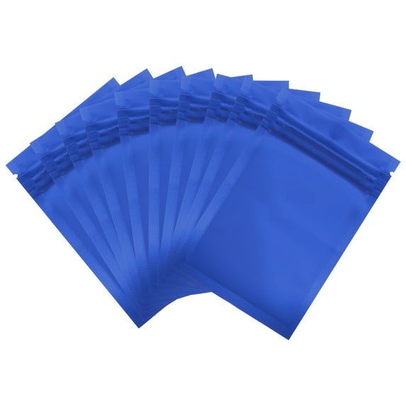 Uxcell Resealable Packaging Bags for Small Business, Matte Smell Proof Bags Aluminum Sealable Foil Flat Pouch Blue