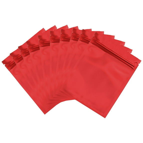 Uxcell Resealable Packaging Bags for Small Business, Glossy Smell Proof Bag Aluminum Sealable Foil Flat Pouches Red