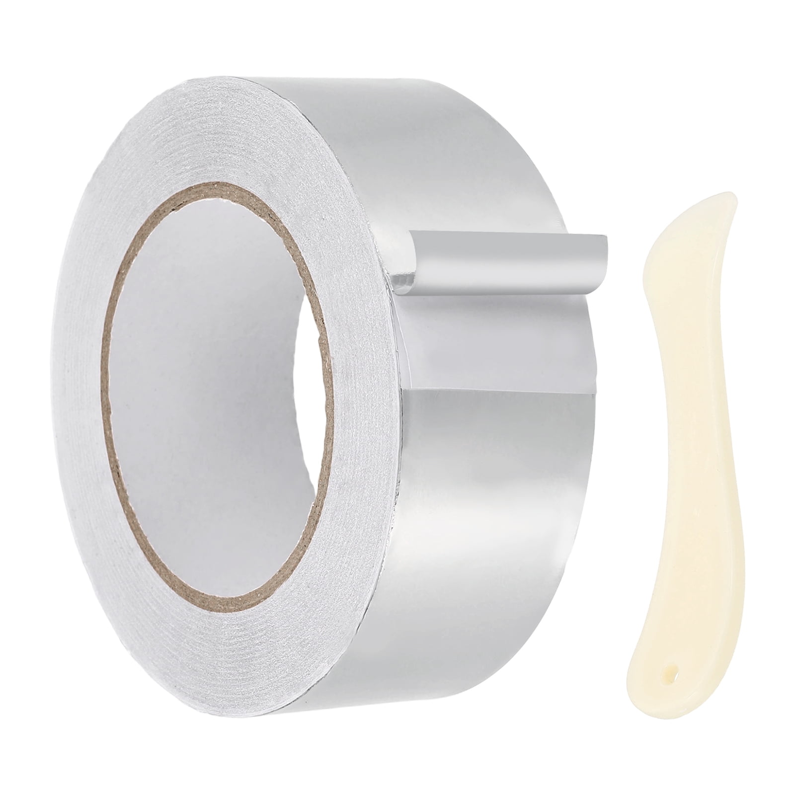 Uxcell Aluminum Foil Tape (1.8" x 164Feet, 2mil) - Heavy Duty Waterproof Silver Metal Duct Tape High Temperature HVAC Heat Patch with Tool, for Ducting/HVAC/Metal Insulation and Repair