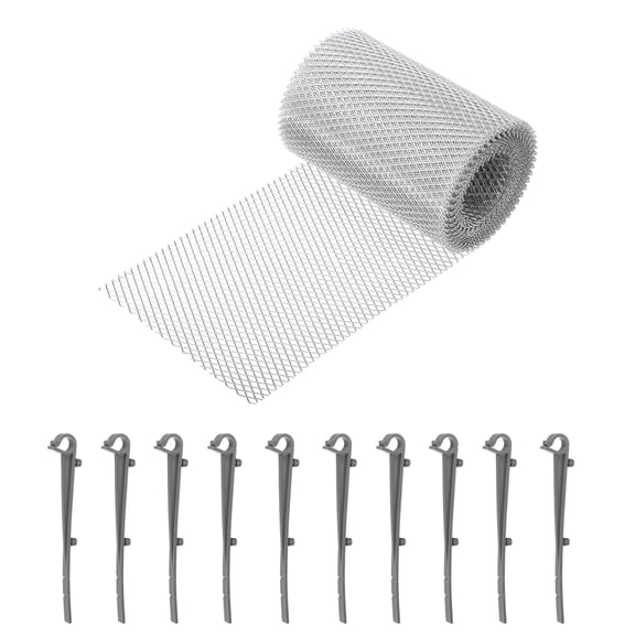 Uxcell Aluminum Gutter Guard Mesh Roll, 20ft x 5 Inch Gutter Guard, Mesh Guards Leaf Protector Gray Clips from Leaves, Twigs, Branches, Debris