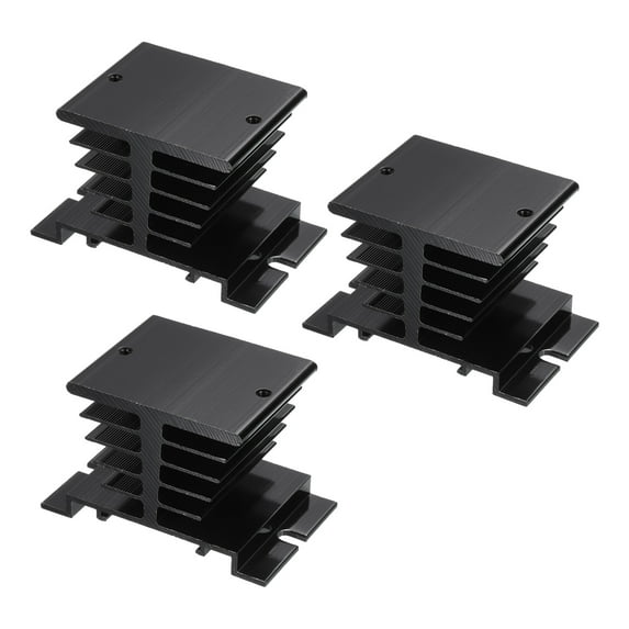 Uxcell Aluminum Heat Sink 10A-40A Black SSR Dissipation Heat Sink for Single Phase Solid State Relay, 3 Pcs
