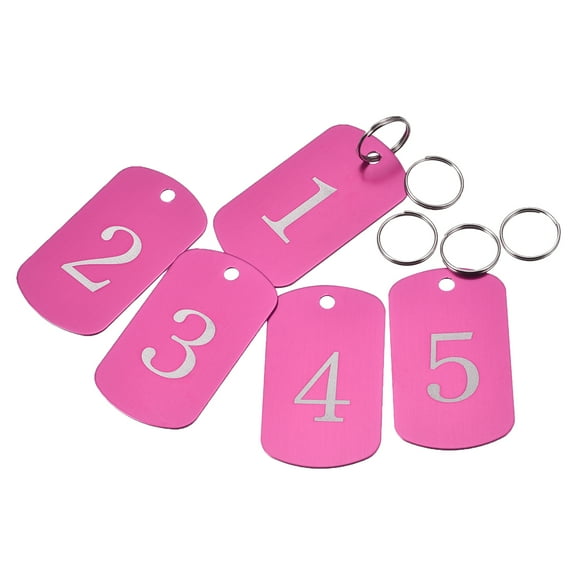Uxcell Aluminum Key Tag, Number Tag, Tag with Ring Rectangle for Decoration Rose Red 5Pcs