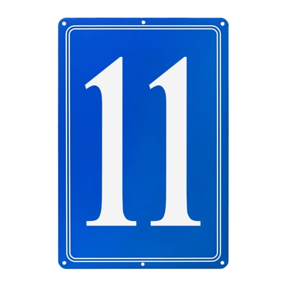 Uxcell Aluminum Letter Sign 11, 11.8 Inch House Numbers and Metal Letters, Parking Spot Letter Signs, Metal Letter Wall Decor [White Text On Blue]