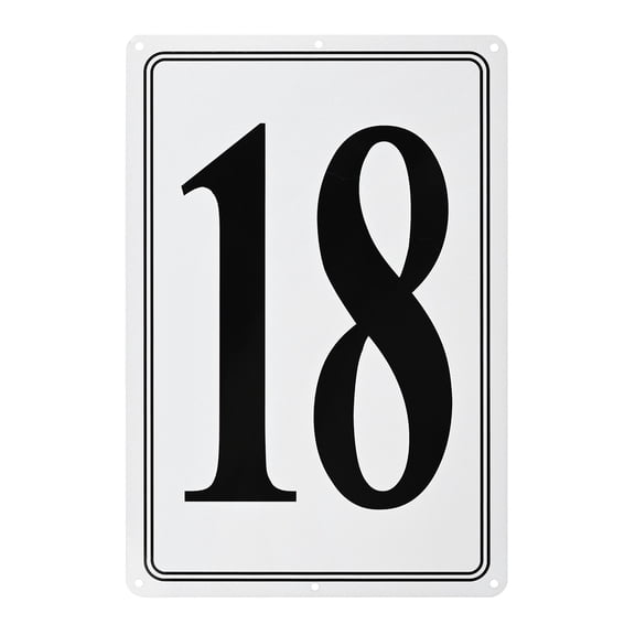 Uxcell Aluminum Letter Sign 18, 11.8 Inch House Numbers and Metal Letters, Parking Spot Letter Signs, Metal Letter Wall Decor [Black Text On White]