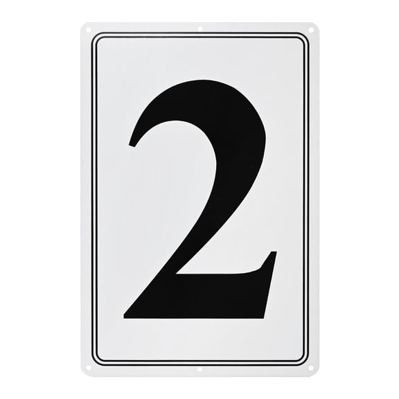 Uxcell Aluminum Letter Sign 2, 11.8 Inch House Numbers and Metal Letters, Parking Spot Letter Signs, Metal Letter Wall Decor [Black Text On White]