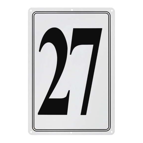 Uxcell Aluminum Letter Sign 27, 11.8 Inch House Numbers and Metal Letters, Parking Spot Letter Signs, Metal Letter Wall Decor [Black Text On White]