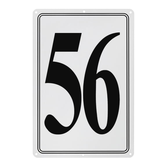 Uxcell Aluminum Letter Sign 56, 11.8 Inch House Numbers and Metal Letters, Parking Spot Letter Signs, Metal Letter Wall Decor [Black Text On White]