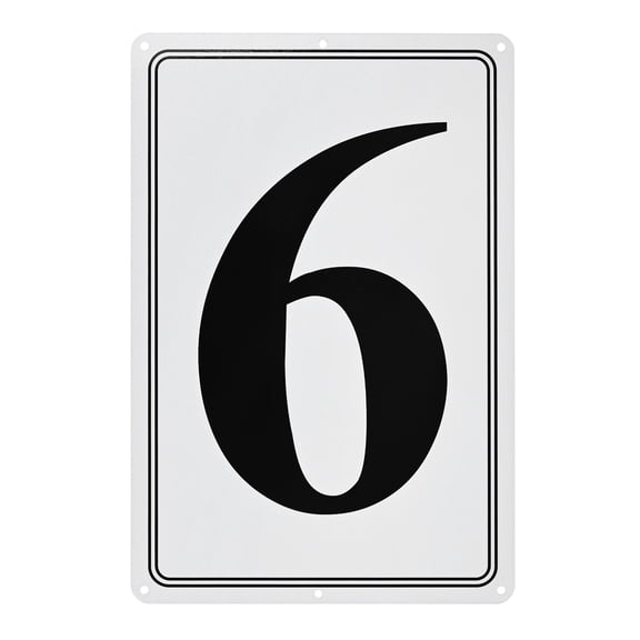 Uxcell Aluminum Letter Sign 6, 11.8 Inch House Numbers and Metal Letters, Parking Spot Letter Signs, Metal Letter Wall Decor [Black Text On White]
