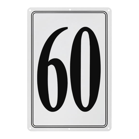 Uxcell Aluminum Letter Sign 60, 11.8 Inch House Numbers and Metal Letters, Parking Spot Letter Signs, Metal Letter Wall Decor [Black Text On White]