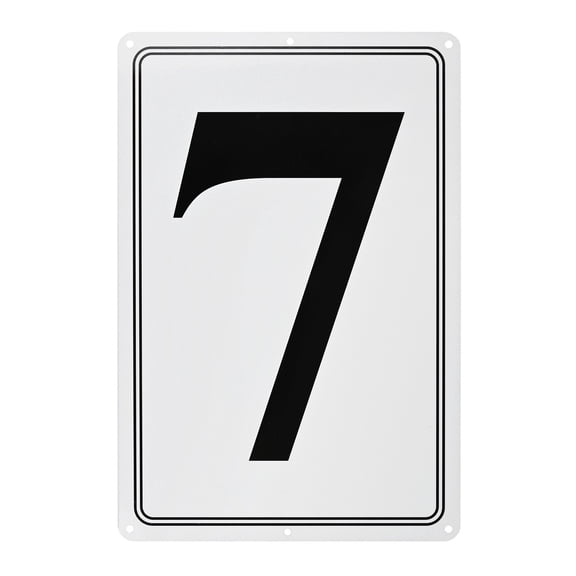 Uxcell Aluminum Letter Sign 7, 11.8 Inch House Numbers and Metal Letters, Parking Spot Letter Signs, Metal Letter Wall Decor [Black Text On White]
